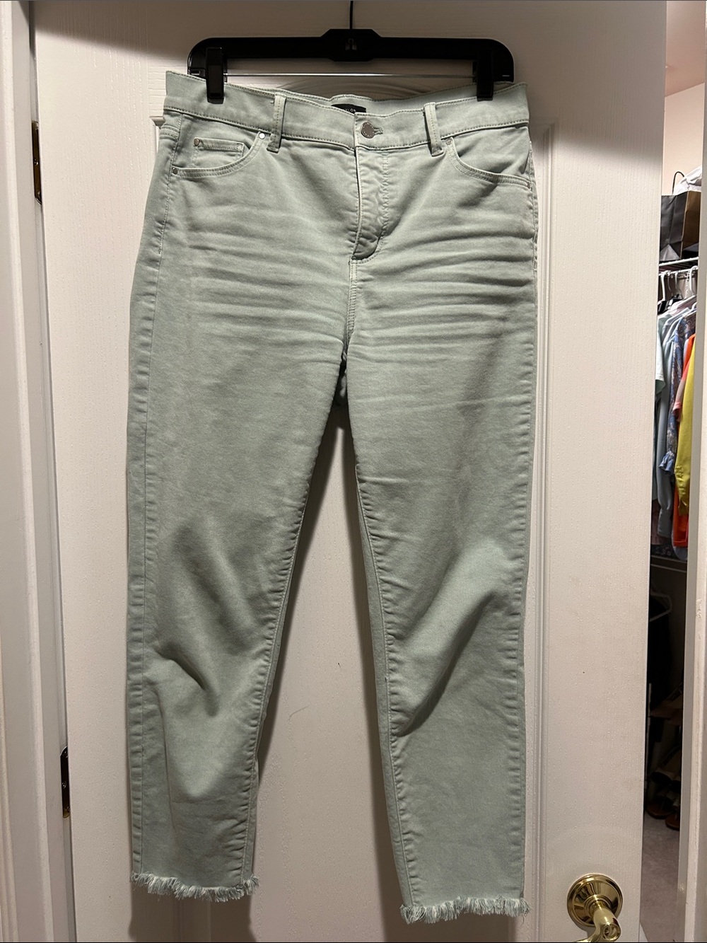 Ann Taylor Mint Green Cropped Slim Jeans